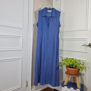 Vintage CALIFORNIA GIRL Maxi Button Down Linen Dress